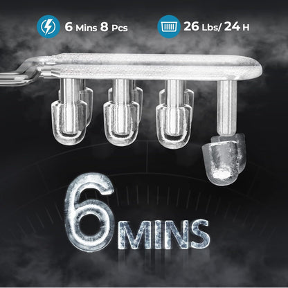 Kismile Ice Makers Countertop with Handle,8 Cubes in 6 Mins,Portable Ice Machine with Self-Cleaning for Home 58012RIM0