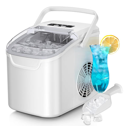 KISMILE Ice Makers Countertop with Handle,26.5Lbs/24H,9 Cubes in 6 Mins,2 Sizes of Bullet Ice,Portable Machine with Self-Cleaning,Perfect for Home Kitchen(Black)