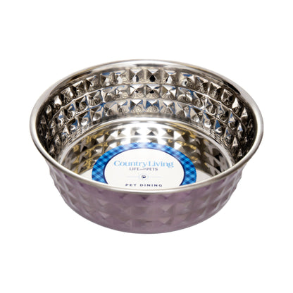 Country Living Set of 2 Hammered Stainless Steel Dog Bowls – Lavender