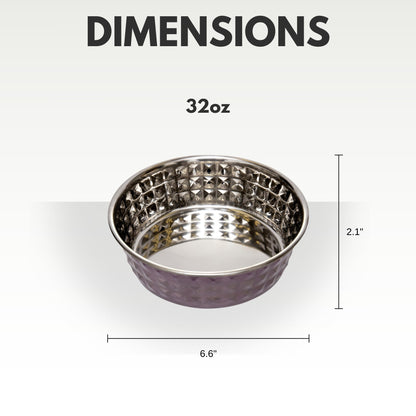 Country Living Set of 2 Hammered Stainless Steel Dog Bowls – Lavender