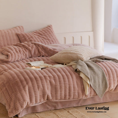 Cozy Earth Tone Milk Velvet Bedding Set / Beige Khaki
