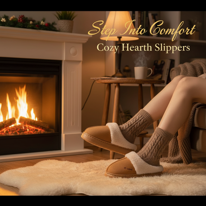 Cozy Hearth Slippers | Faux-Fur Lined Suede Home Slippers