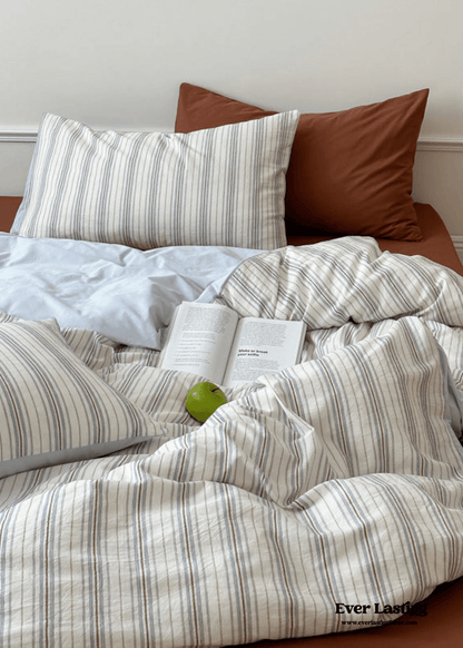 Cozy Pastel Striped Washed Cotton Bedding Set
