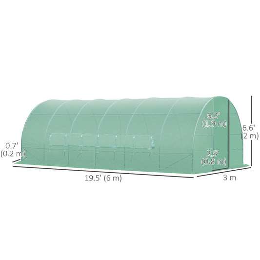 20x10x6.6ft Heavy Duty Outdoor Walk-in Tunnel Greenhouse Portable Garden Planting Warm House with PE Cover Green