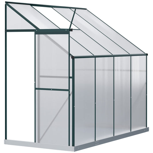 Walk-In Garden Greenhouse Aluminum Polycarbonate with Roof Vent for Plants Herbs Vegetables 8' x 4' x 7' Silver