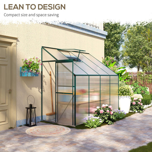 Walk-In Garden Greenhouse Aluminum Polycarbonate with Roof Vent for Plants Herbs Vegetables 8' x 4' x 7' Silver