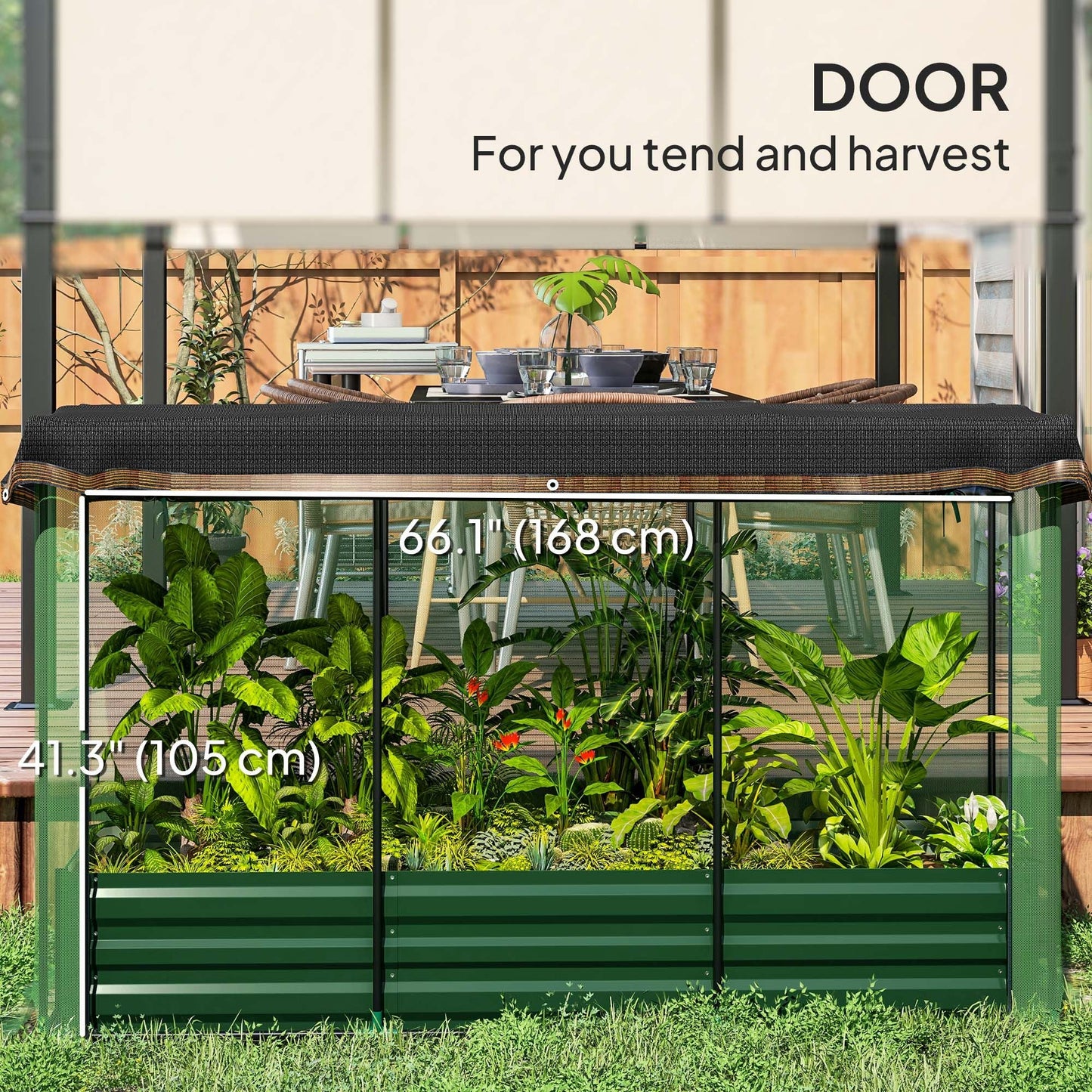 Galvanized Steel Planter Box with Crop Cage and Shade Cloth, Raised Garden Bed for Flowers, Vegs and Herbs