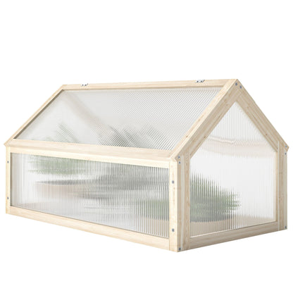 Wooden Cold Frame Greenhouse Garden Portable Raised Planter with Openable Top for Indoor, Outdoor, Flowers, Vegetables, Plants, 35.5" x 20.5" x 19.5", Natural Wood