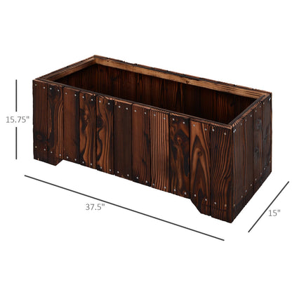 37.5"x15"x15.75" Raised Garden Bed, Wooden Planters for Outdoor Plants, Rectangle Vegetable Planter Box for Patio Deck Balcony Outdoor Gardening