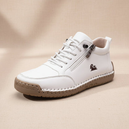 Women's Handmade Stitched Flat Shoes – Soft Sole Lace-Up Casual Flats