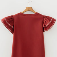 Andie Trim Flutter Sleeve Blouse