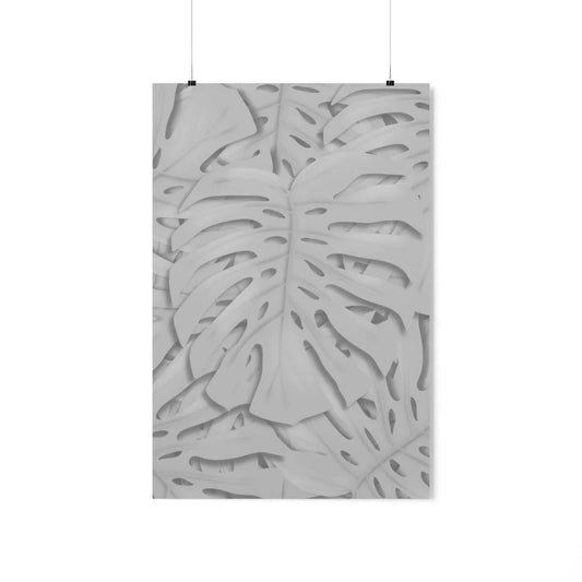 Soft Grey Monstera Botanical Print – Unframed Wall Art