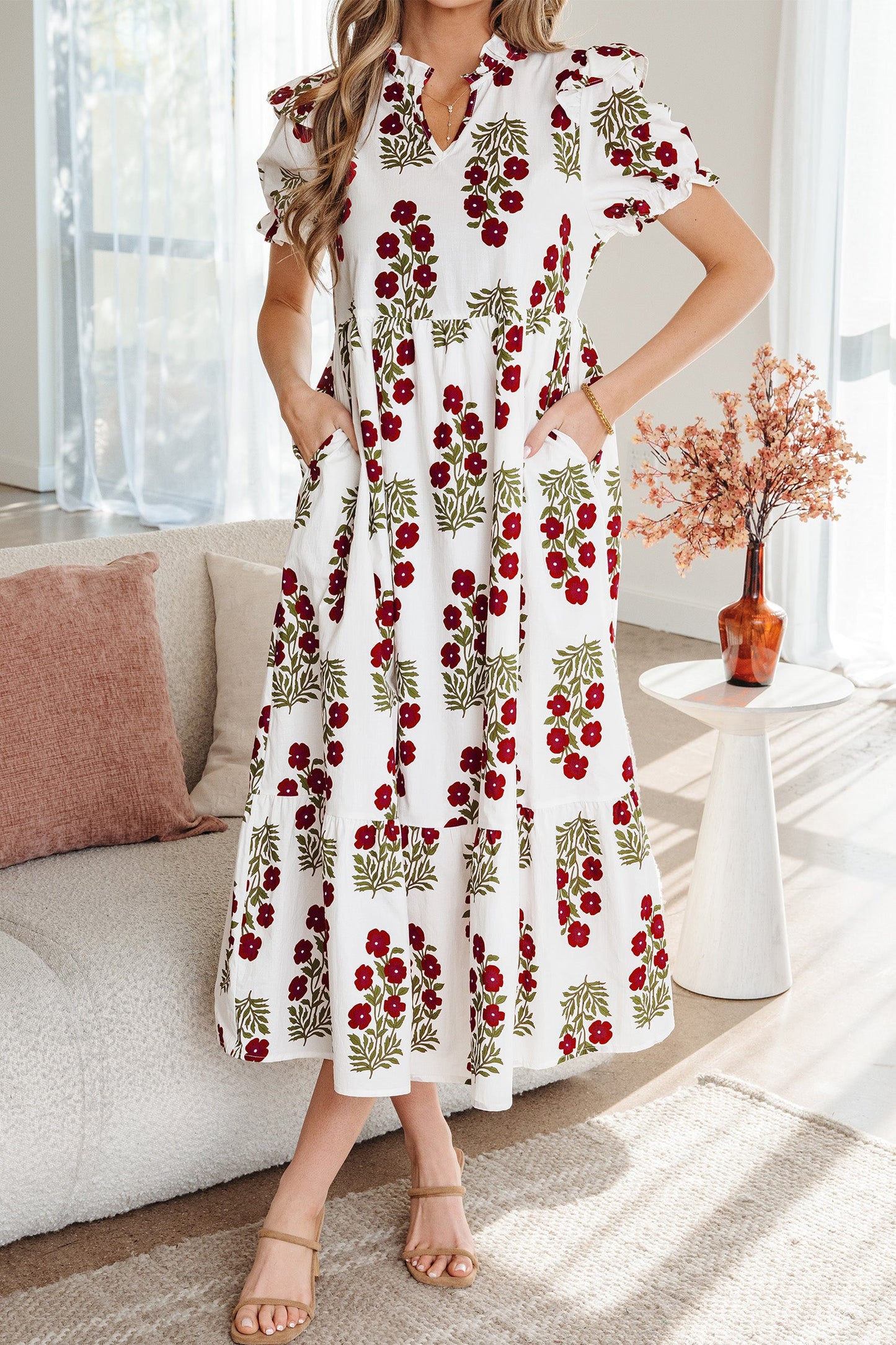 Promise Sleeve Tiered Maxi Dress