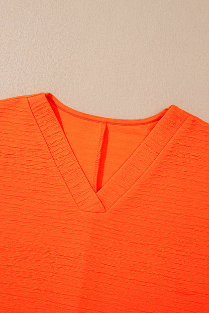 Luxury Textured V Neck T Shirt and Shorts Set