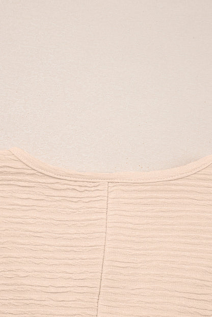Luxury Textured V Neck T Shirt and Shorts Set