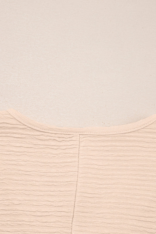 Luxury Textured V Neck T Shirt and Shorts Set