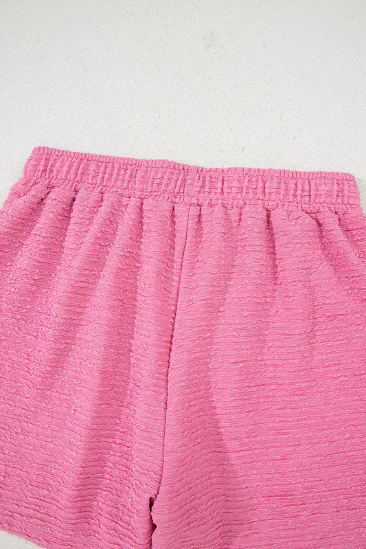 Luxury Textured V Neck T Shirt and Shorts Set