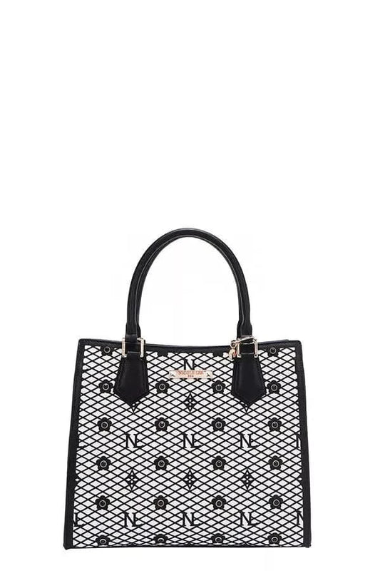 Nicole Lee USA Structured Tote Bag Monogram Print Pattern