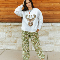 Deer Hunting Sequin Patch Sweatshirt