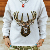 Deer Hunting Sequin Patch Sweatshirt