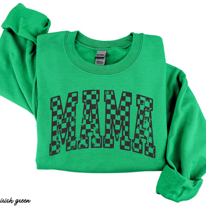 Mama Outline Checkered Sweatshirt *7 Colors (S-3X)