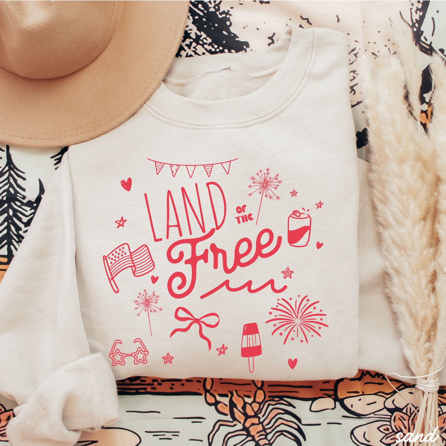 Land of the Free Doodle Sweatshirt *4 Colors (S-3X)