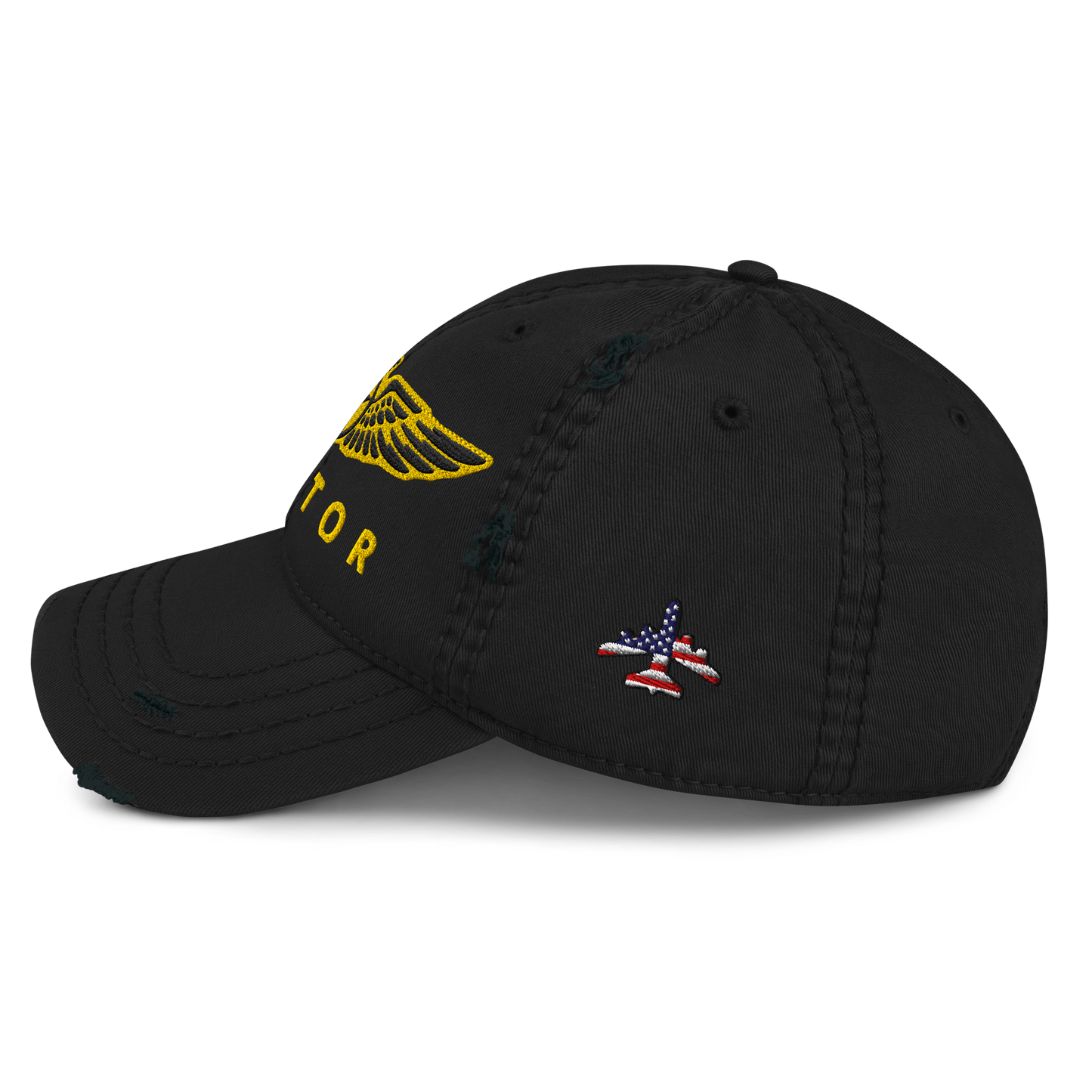 Aviator wings distressed dad hat — embroidered pilot cap, gift for pilots and aircrew