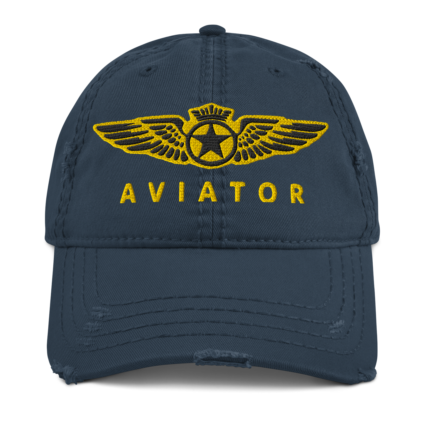 Aviator wings distressed dad hat — embroidered pilot cap, gift for pilots and aircrew