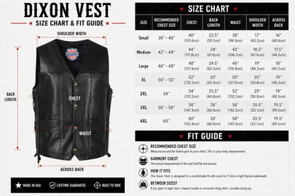 Legendary Dixon Men's Leather Motorcycle Vest
