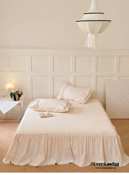 Double Lace Coquette Ruffle Bedding Set / Baby Pink