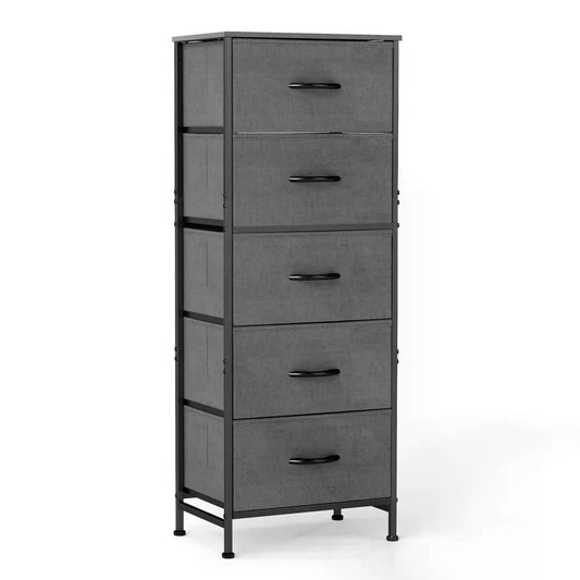 48IN Dresser For Bedroom With 5 Fabric Drawers Nightstand Wardrobe Steel Frame Closet For Clothes Storage Cabinet Furniture