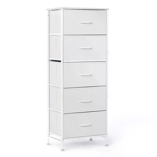 48IN Dresser For Bedroom With 5 Fabric Drawers Nightstand Wardrobe Steel Frame Closet For Clothes Storage Cabinet Furniture