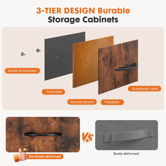 48IN Dresser For Bedroom With 5 Fabric Drawers Nightstand Wardrobe Steel Frame Closet For Clothes Storage Cabinet Furniture