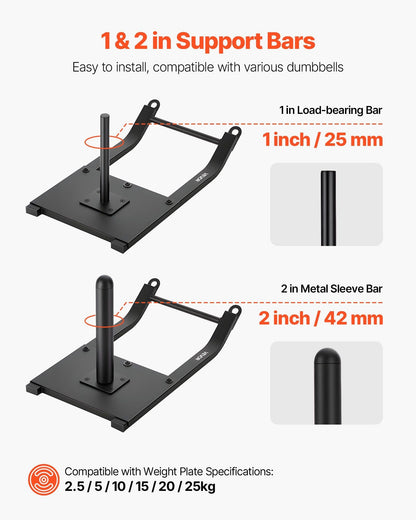 VEVOR Weight Sled, Steel Power Sled, Fitness Strength Training Sleds for Athletic Exercise Speed Improvement, Workout Fitness Equipment with Harness, Compatible with 1/2 in Weight Plates, Black