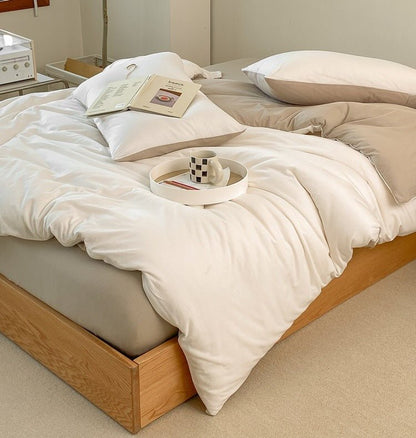Duo Earth Tone Jersey Knit Bedding Set / Pink Beige