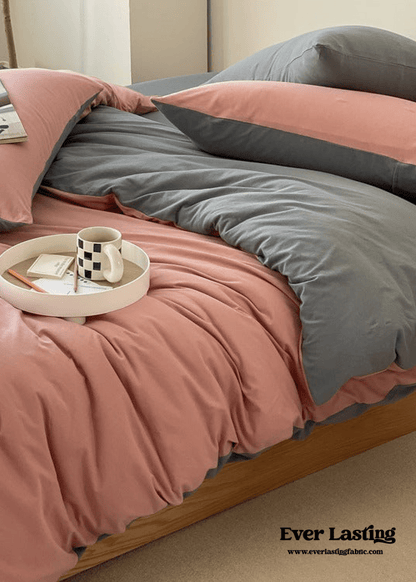 Duo Earth Tone Jersey Knit Bedding Set / White Beige