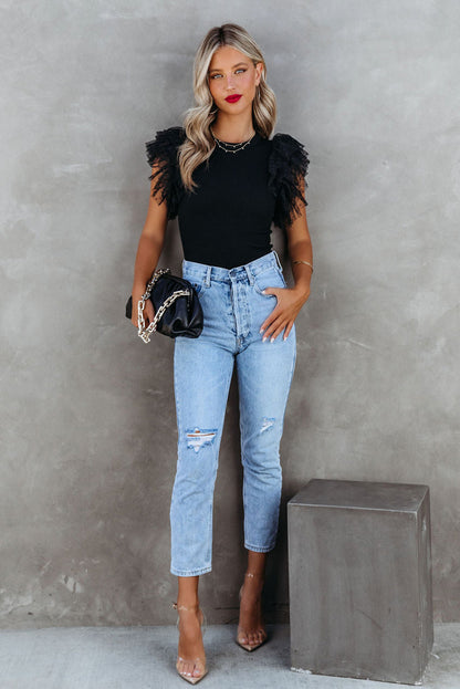 Pink Layered Ruffle Knit Blouse