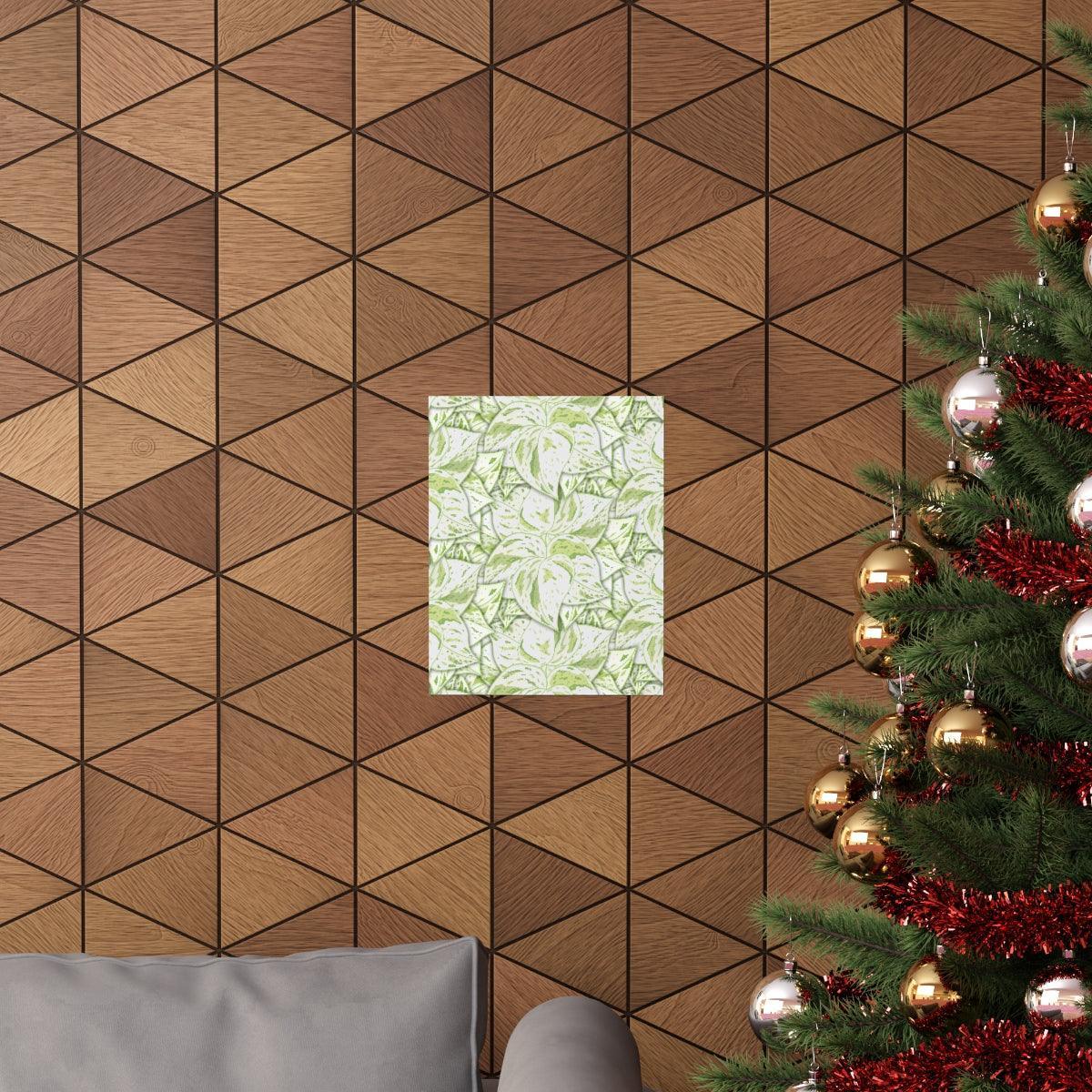 Snow Queen Pothos Pattern Botanical Print – Unframed Wall Art