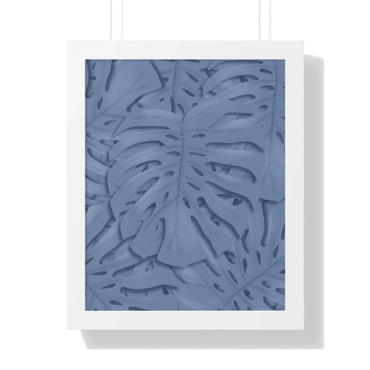 Blue Monstera Framed Print – Botanical Wall Art