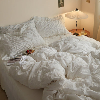 Earth Tone Marshmallow Puff Ruffle Bedding Set / Pumpkin Brown