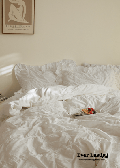 Earth Tone Marshmallow Puff Ruffle Bedding Set / Pumpkin Brown