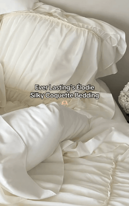 Élodie Silky Coquette Ruffled Bedding Set / Beige