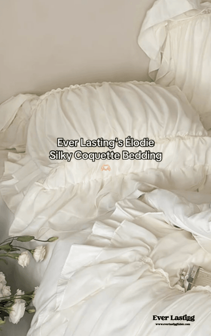 Élodie Silky Coquette Ruffled Bedding Set / White