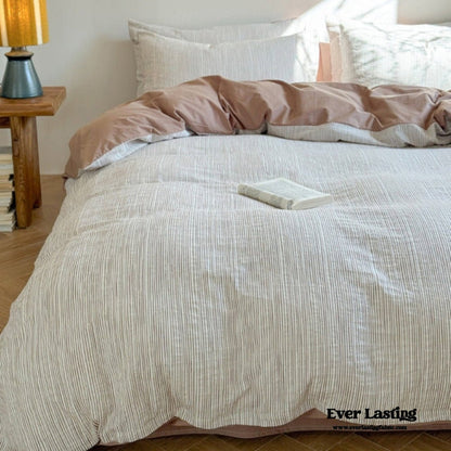 Emma Duo Striped Jacquard Bedding Set / Brown