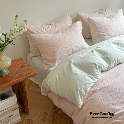 Emma Duo Striped Jacquard Bedding Set / Cream