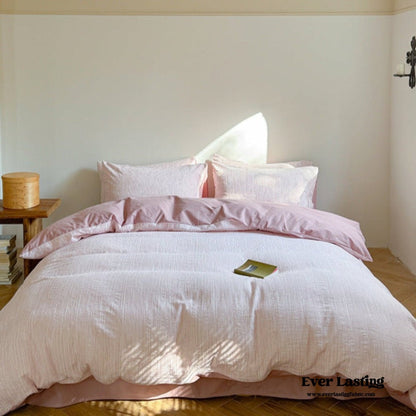 Emma Duo Striped Jacquard Bedding Set / Cream