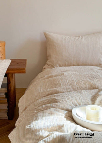 Emma Duo Striped Jacquard Bedding Set / Cream