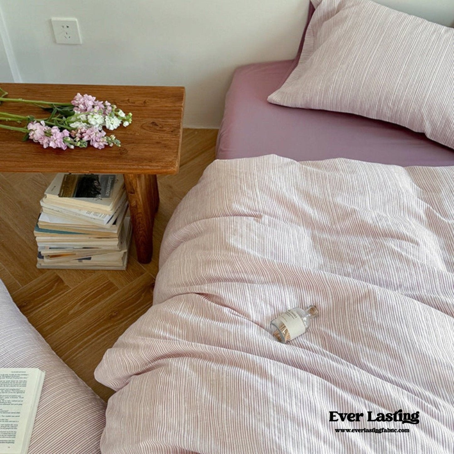 Emma Duo Striped Jacquard Bedding Set / Light Pink