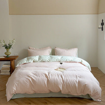Emma Duo Striped Jacquard Bedding Set / Blue