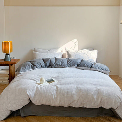 Emma Duo Striped Jacquard Bedding Set / Blue